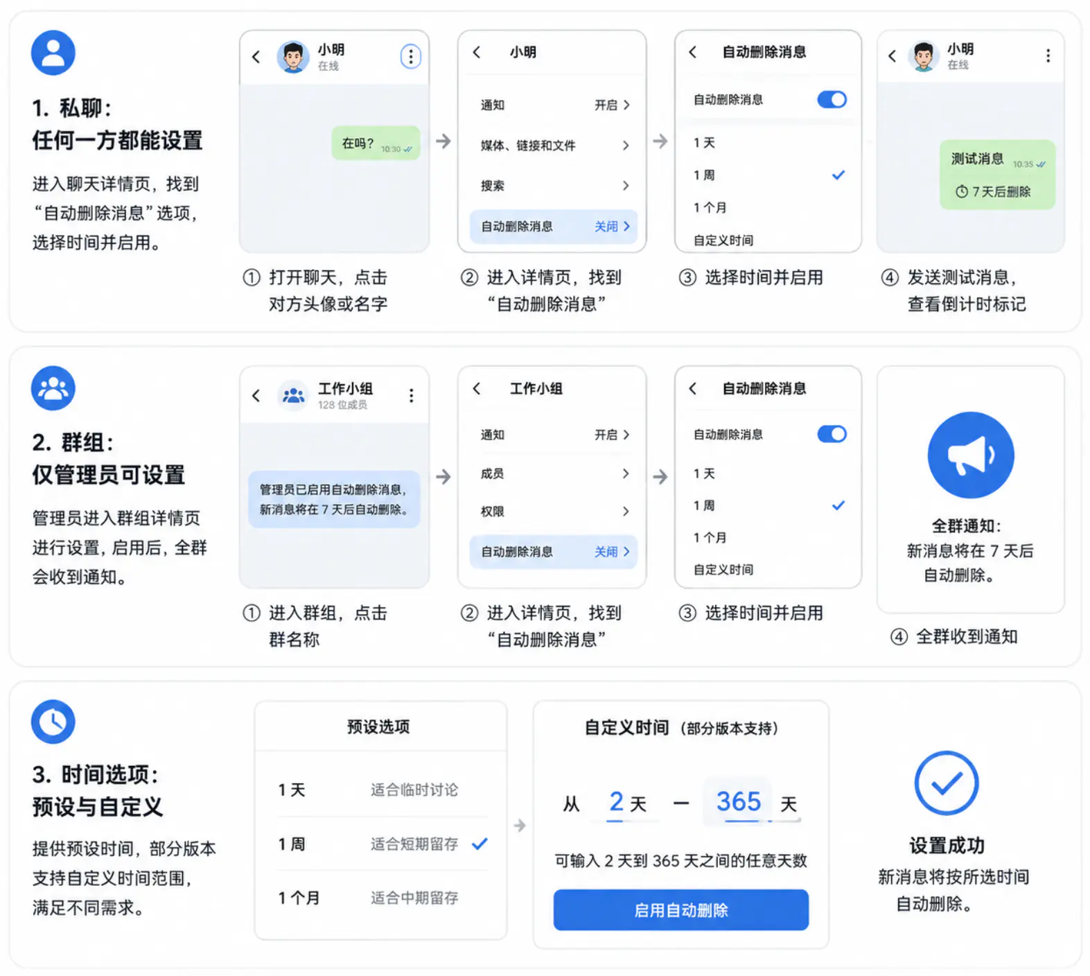 为单个聊天配置消息自动删除计时器